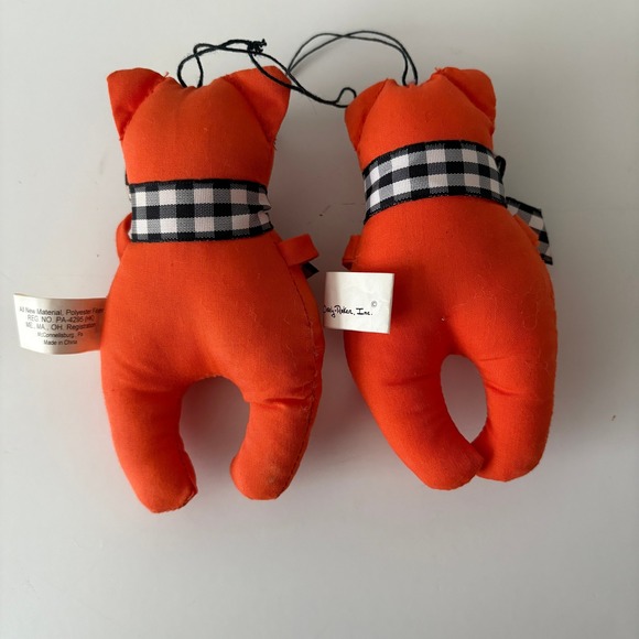 Vtg Overly-Raker Inc. Halloween 80s Orange Raccoon Ornament Decorations Set of 2 - Picture 2 of 9